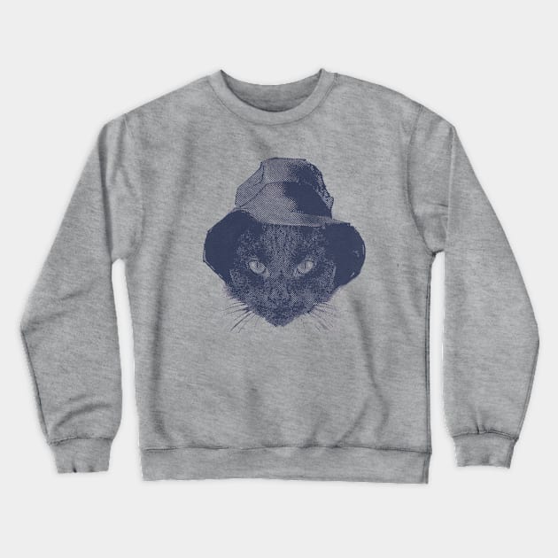 detective black cat Crewneck Sweatshirt by gambar_corek